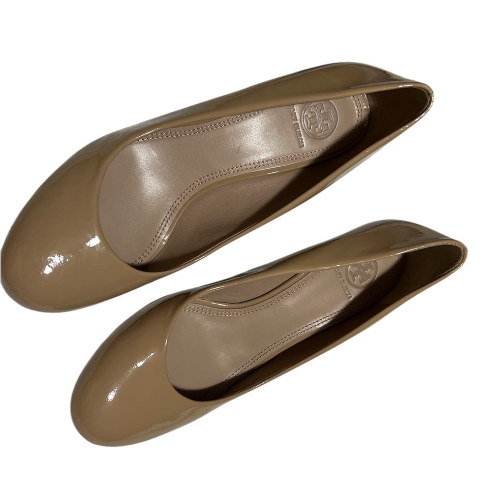 Tory Burch Tan Flats with Patent Finish